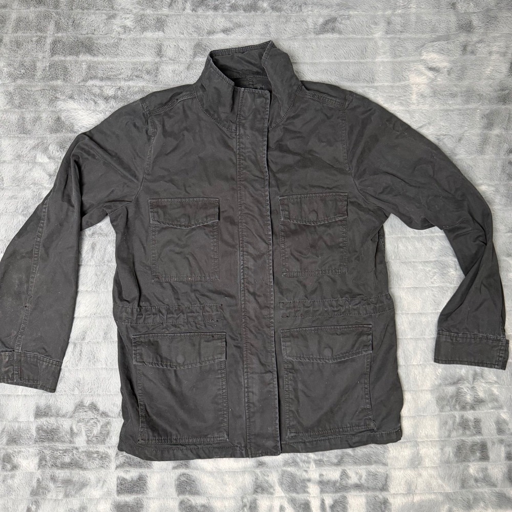 Madewell Womens Black Cotton Utility Field Jacket Size S Full Zip Snap Front